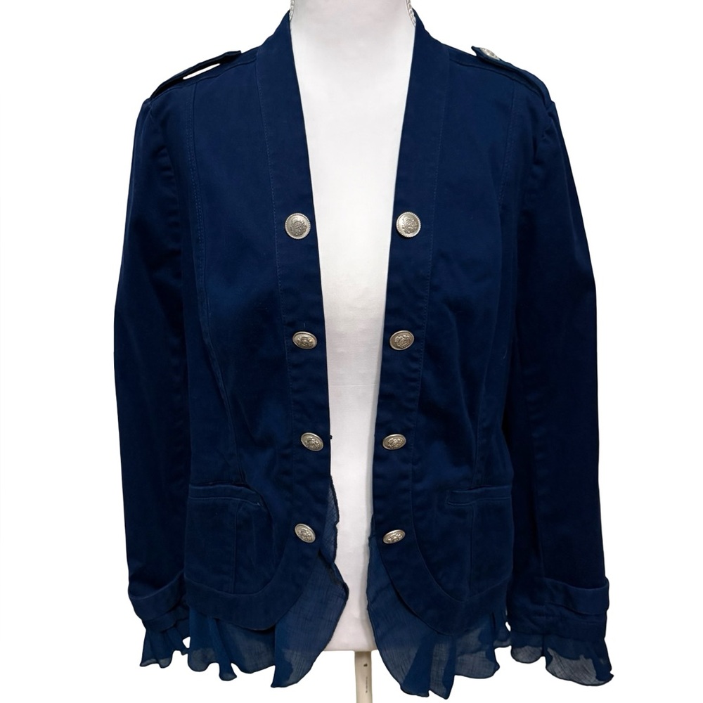 Chico's Ruffle Hem Military Style Jacket - Picture 4 of 9